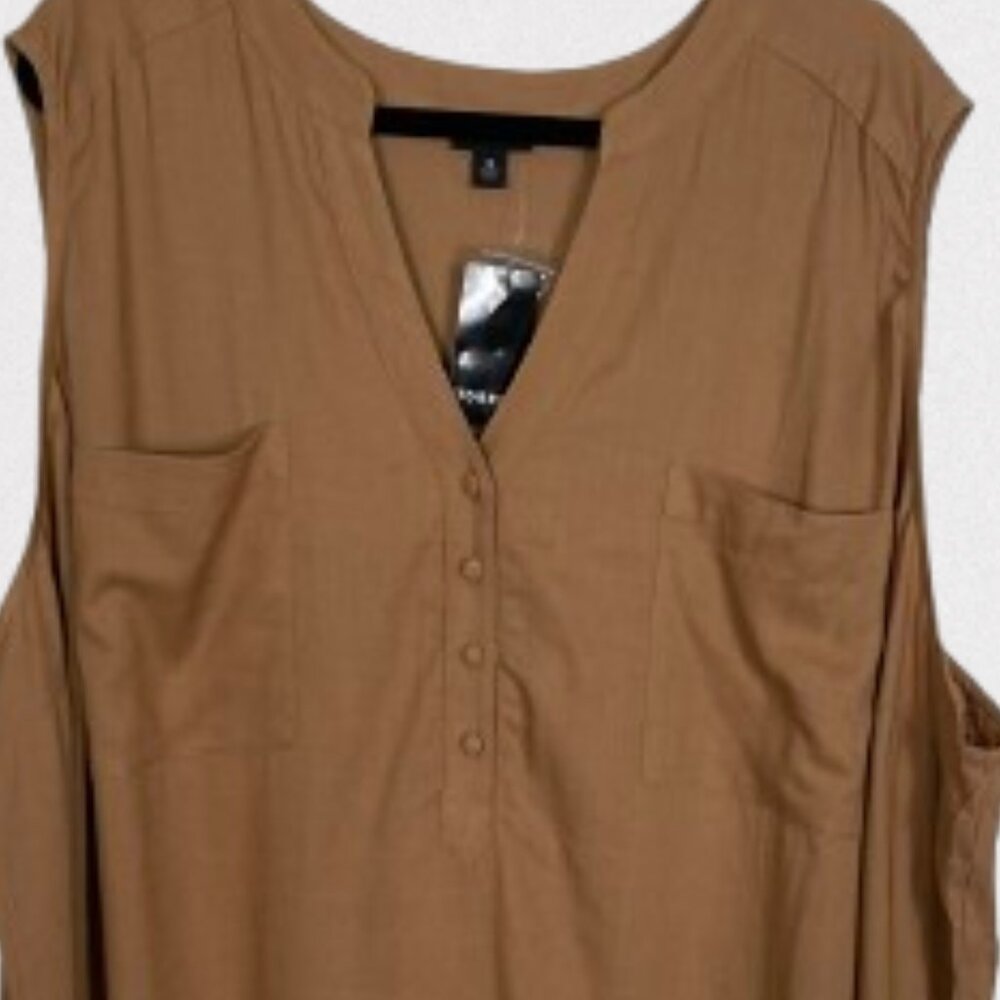 Torrid NEW Harper Linen Blend Pullover Tank Size 5X Light Caramel Color - Picture 4 of 10